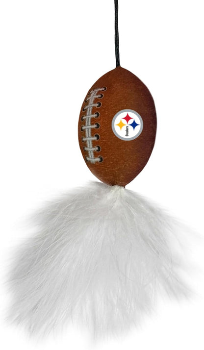 NFL Pittsburgh Steelers Cat Tunnel Tube Toy with Plush Football Catnip and Feathers Collapsible
