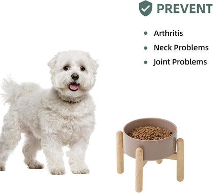 Ceramic 6.1inch Raised Dog Bowl with Stand for Small and Medium Dog Dish Pet Food and Water Bowl