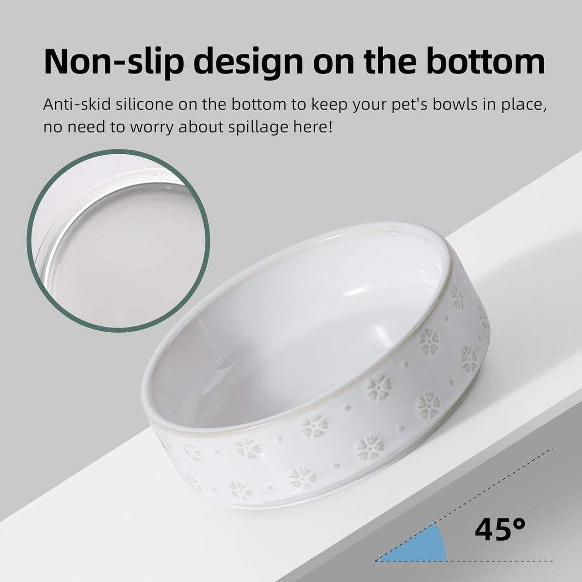 6.1inch Ceramic Set of 2 Dog and Cat Bowls, Food and Water Bowls for Toy Breed Dogs, Kitty, 2pcs