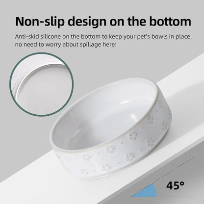 6.1inch Ceramic Set of 2 Dog and Cat Bowls, Food and Water Bowls for Toy Breed Dogs, Kitty, 2pcs
