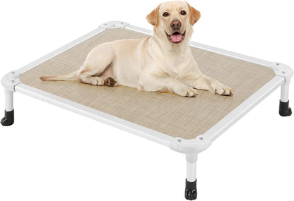 Veehoo Chew Proof Elevated Dog Bed - Cooling Raised Pet Cot - Silver Aluminum Frame and Durable