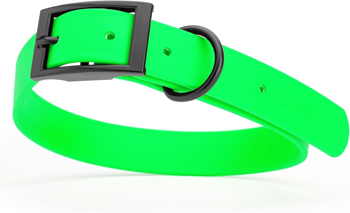 Dogline Biothane Waterproof Dog Collar Strong Coated Nylon Webbing with Black Hardware Odor- Proof