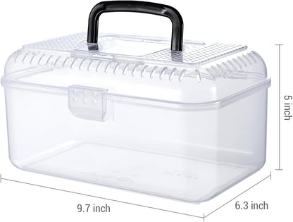 MyGift 9.5 x 6 Inch Clear Portable Insect Reptile Terrarium Tank with Black Carrying Handle