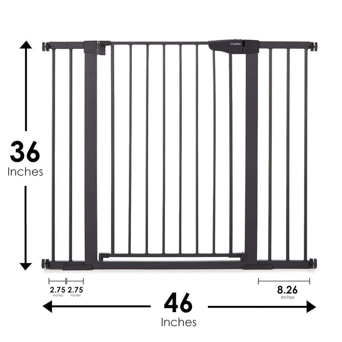 Cumbor 36" Extra Tall Baby Gate for Dogs and Kids with Wide 2-Way Door, 29.7"- 46" Width, and Auto