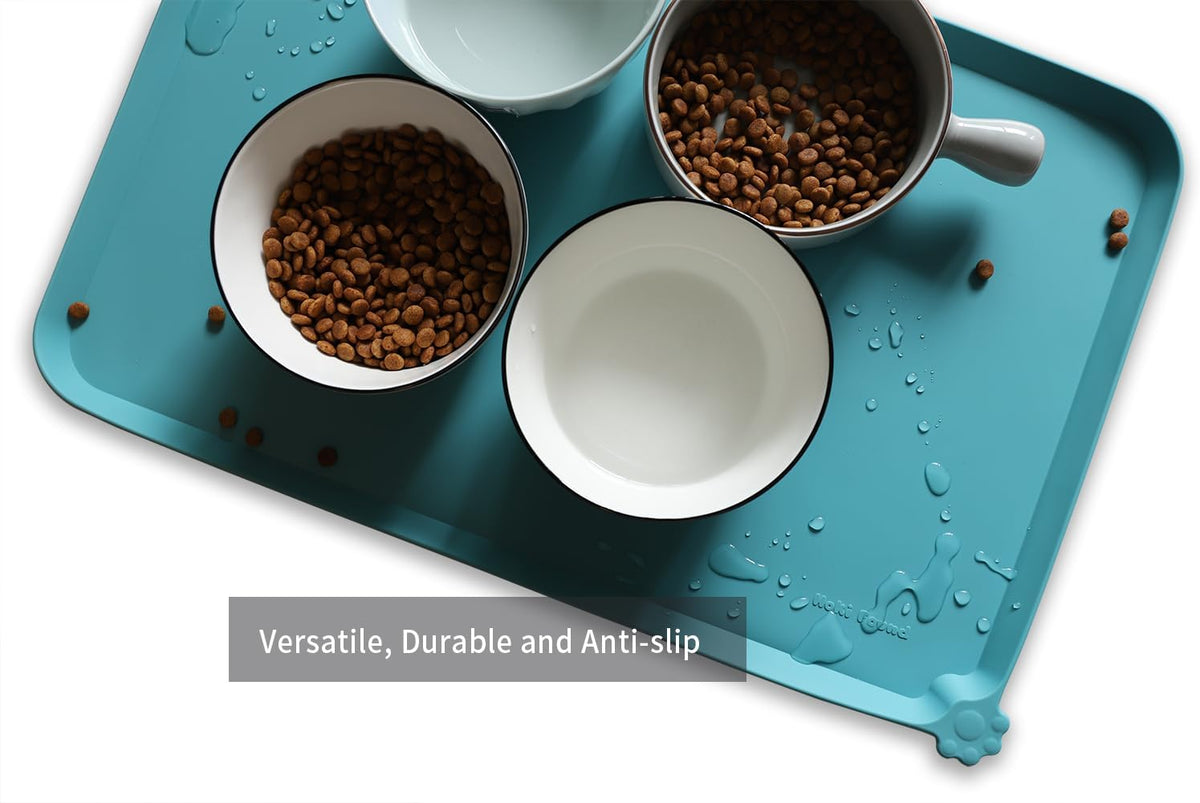 Hoki Found L Silicone Pet Food Mats Tray - Non Slip Pet Dog Cat Bowl Mats Placemat - Dog Pet Cat