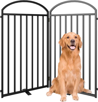 2 Panles Full Matel Freestanding Dog Gates with Door, 48"Extra Wide 36"Tall Free Standing Dog Pet