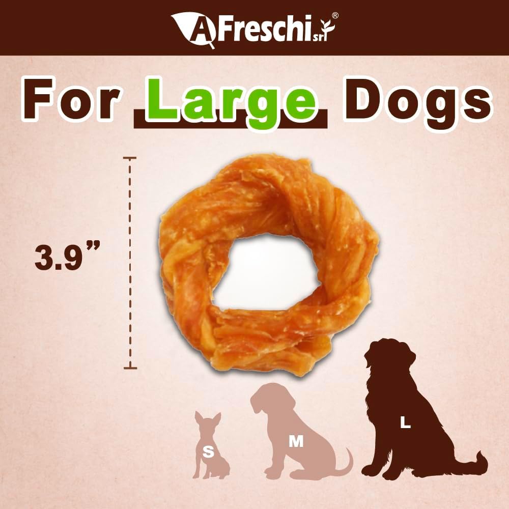 Afreschi Natural Turkey Tendon Ring (L) 1 Unit per Pack, Dog Treats for Signature Series, All