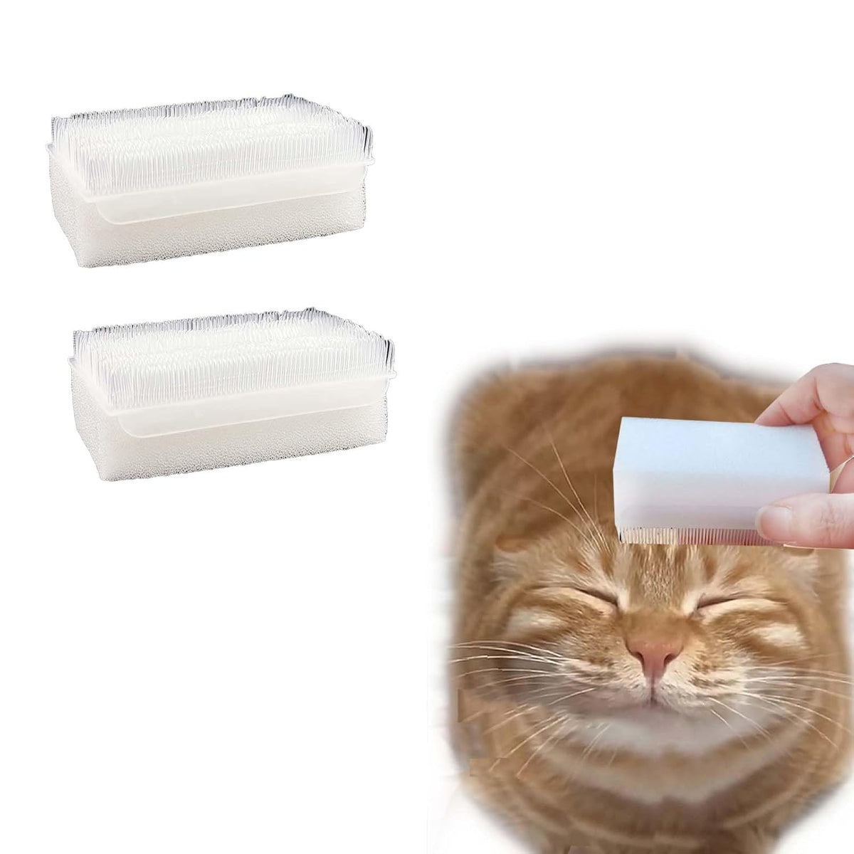 2PC Soft Cat Brush for Grooming - Gentle Cat Tongue Brush with 1300+ Barbed Serrations, Brushes for