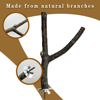 5Pcs Natural Wooden Bird Perch Set – Parrot Perch Toys, Wooden Perch Swing, Cage Accessories for