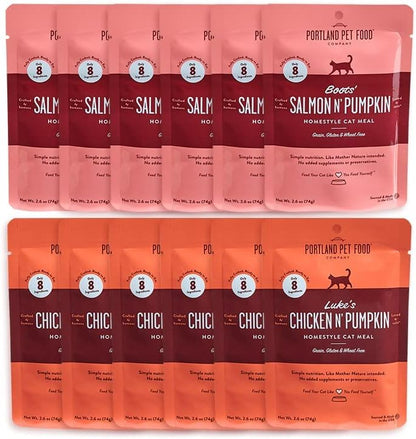 Human-Grade Mixed Variety Pack Wet Cat Food Pouch — Moist, Soft Cat Food Mixer, Topper, and