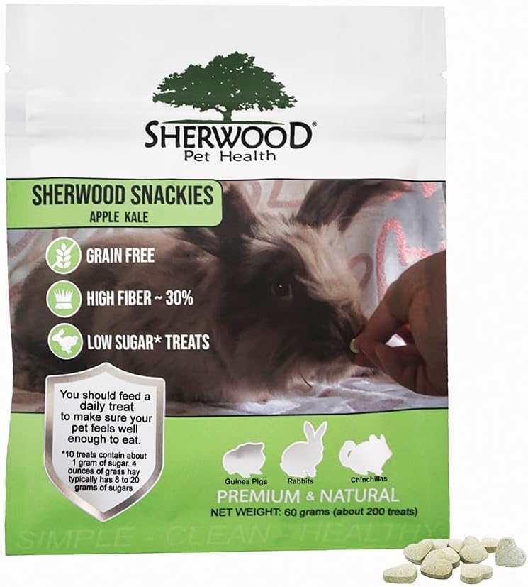 Sherwood Pet Health Snackies for Chinchillas, Rabbits & Guinea Pigs, Grain-Free, Real Fruit, Low