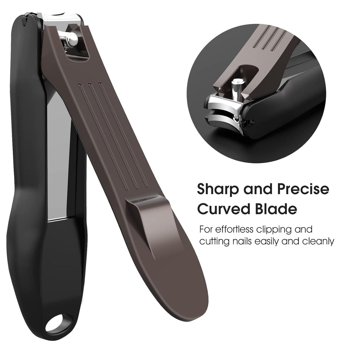 GLAMFIELDS Nail Clipper with Catcher, No Splash Fingernail Toenail Clipper Stainless Steel Nail