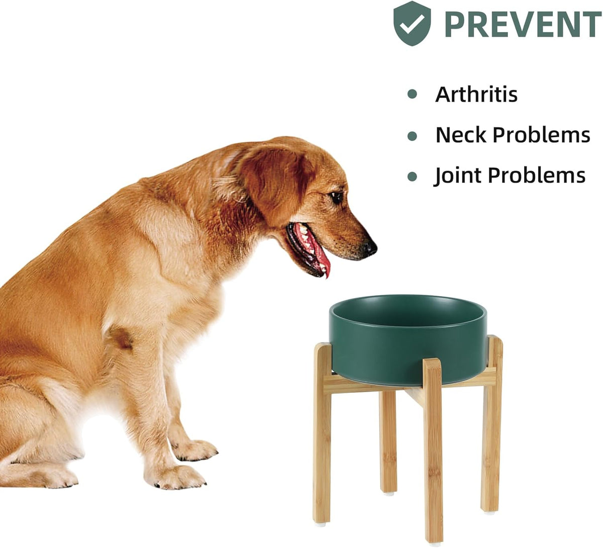 Ceramic Raised Dog Bowl Set, Elevated Dog Bowl with Stand, Food and Water Bowl for Large Breed