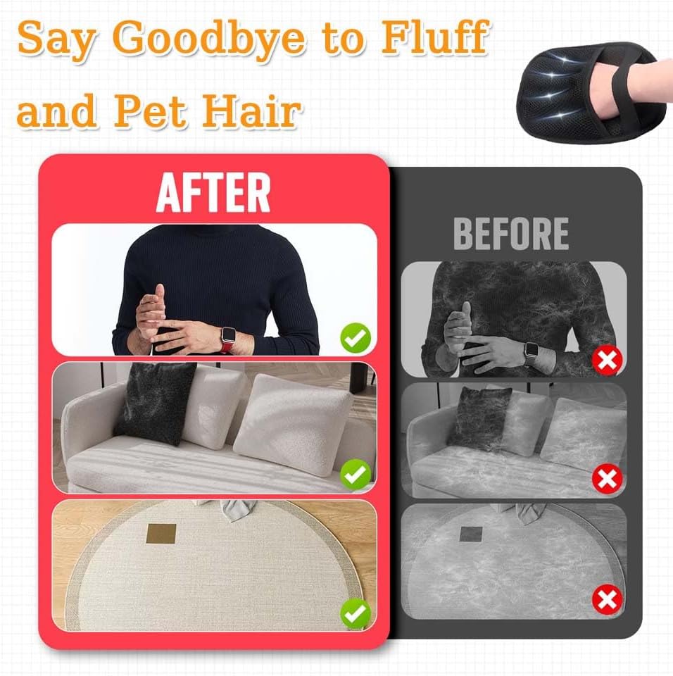 Pet Hair Removal Glove for Cats & Dogs,Electrostatic Gloves Pet Hair,Cat Grooming Gloves for Hair