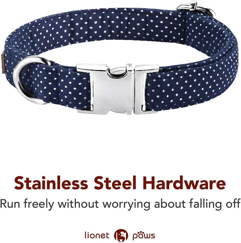 Lionet Paws Boy Dog Collar with Bowtie, Comfortable Adjustable Cute Navy Blue Bow Tie Collar for