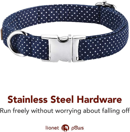 Lionet Paws Boy Dog Collar with Bowtie, Comfortable Adjustable Cute Navy Blue Bow Tie Collar for