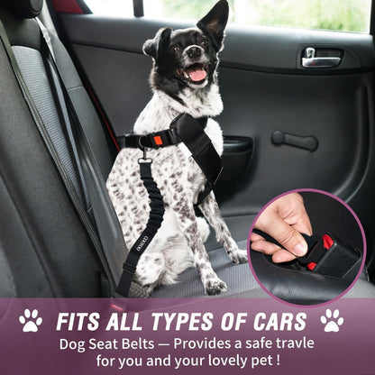 COOYOO Dog Seat Belt,3 Piece Set Retractable Dog Car Adjustable Seatbelts for Vehicle Nylon Pet