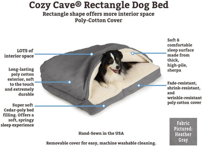 Snoozer Rectangle Cozy Cave Dog Bed - Indoor Dog Bed with Cover Cave, Covered Calming Burrow for