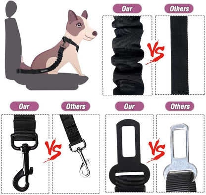 COOYOO Dog Seat Belt,3 Piece Set Retractable Dog Car Adjustable Seatbelts for Vehicle Nylon Pet