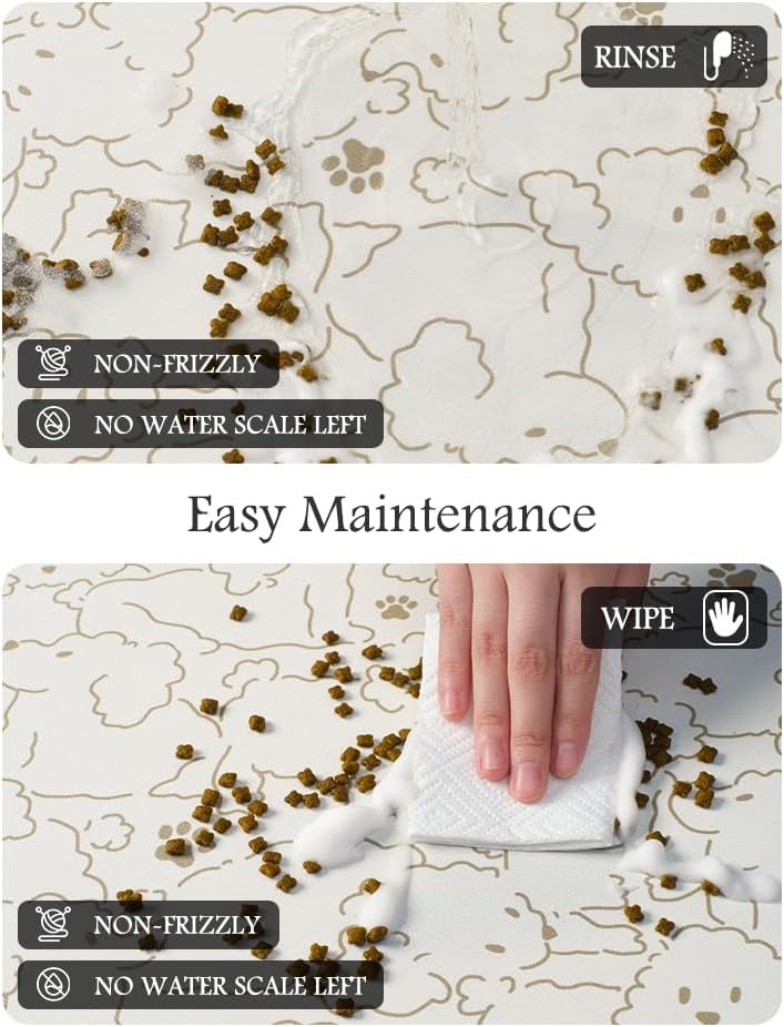 Pet Feeding Mat-Absorbent Dog Mat for Food and Water Bowl-No Stains Quick Dry Water Dispenser