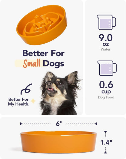 LE TAUCI Ceramic Slow Feeder Dog Bowls Small Breed, 0.6 Cups Dog Food Dish for Fast Eaters, Puzzle