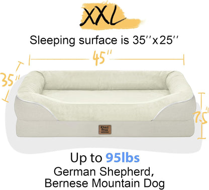 Washable Orthopedic Large Dog Bed - Extra Large Dog Beds with Bolsters Removable Orthopedic Foam