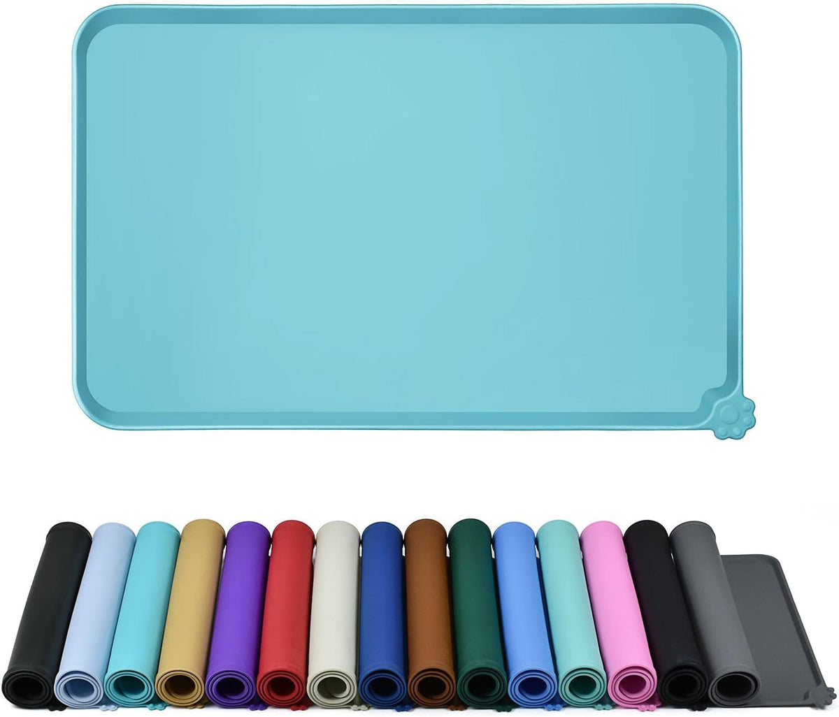 Waterproof Pet Feeding Mat with High Raised Edges, Heavier and Thicker Placemats for Cat Dog Water