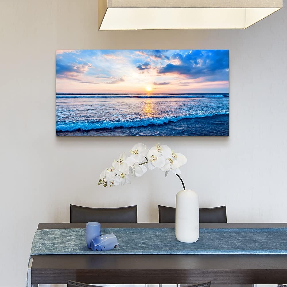 Lapremoly Blue Ocean Wall Painting Canvas Art For Living Room, Office, Bedroom - Large Wall Decor