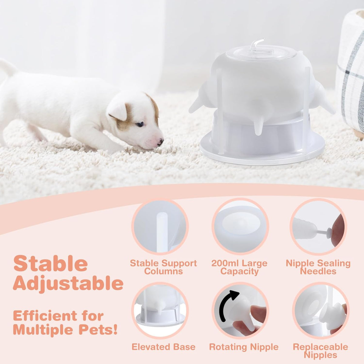 Nursing Nipple for Kittens, Nursing Nipple with 4 Adjustable Detachable Nipples – Perfect