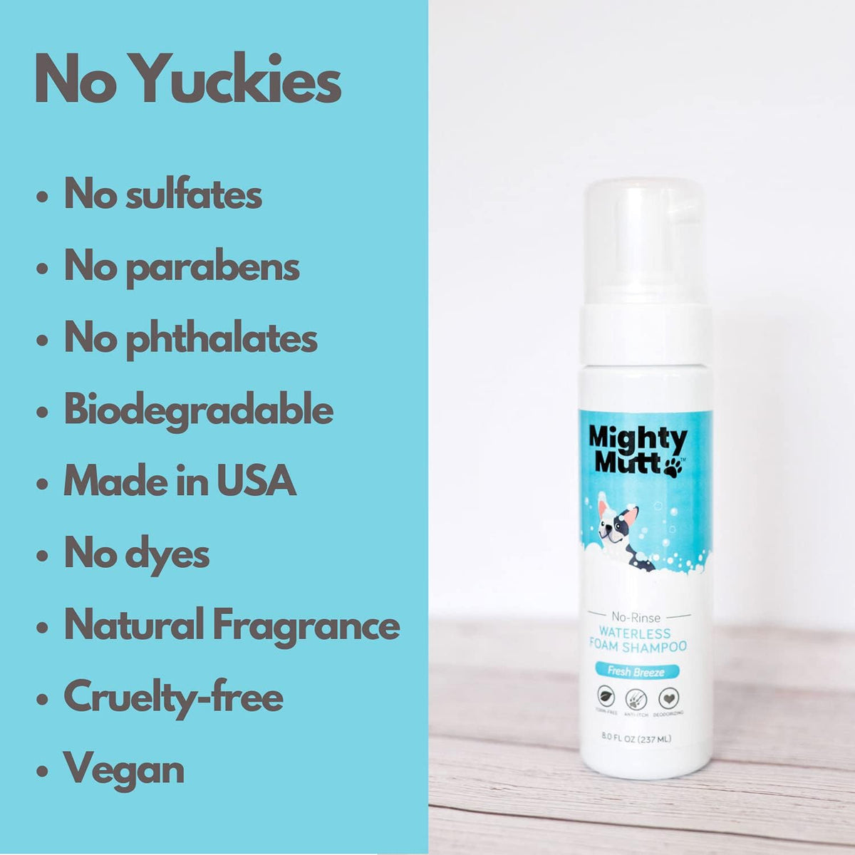 Mighty Mutt Hypoallergenic Waterless Shampoo for Dogs | Dry Shampoo for Dogs | Waterless Foam No