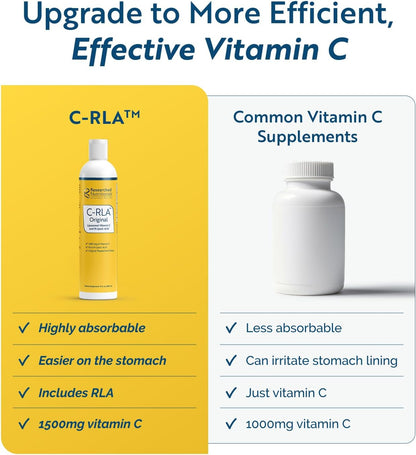 Researched Nutritionals C-RLA - Liposomal Vitamin C with R Lipoic Acid to Support Detox - Vegan &