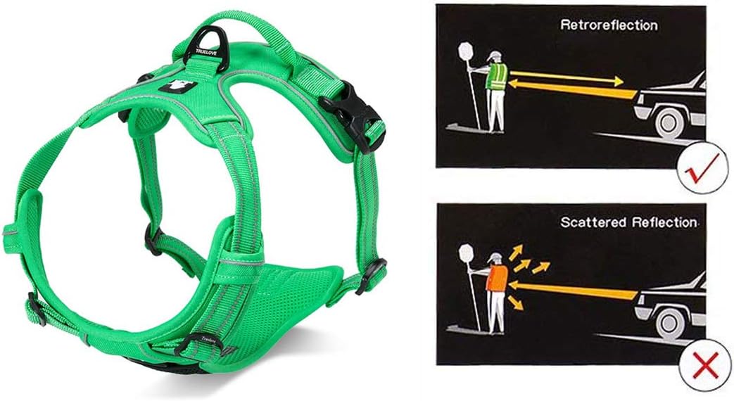 Truelove No Pull Dog Harness with Easy Control Handle and 2 Leash Attachments,Reflective Adjustable