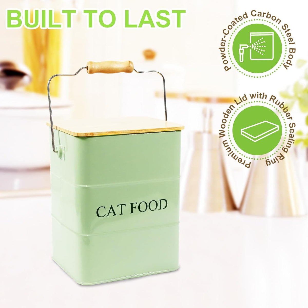 Cat Food storage container Cat Treats Jar,5~6 lb Metal food treats tin for Cat, pet snacks