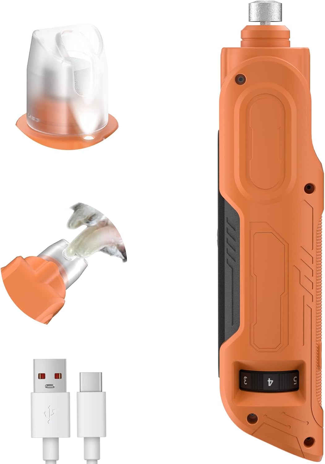 PAPIFEED High Torque Dog Nail Grinder Quiet - 6-Speed Adjustable Pet Nail Trimmer with 2 LED Lights