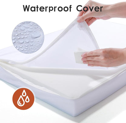 Upgraded Large Dog Bed, 3" Memory Foam with Waterproof Liner, Chew Resistant Microsuede Cover