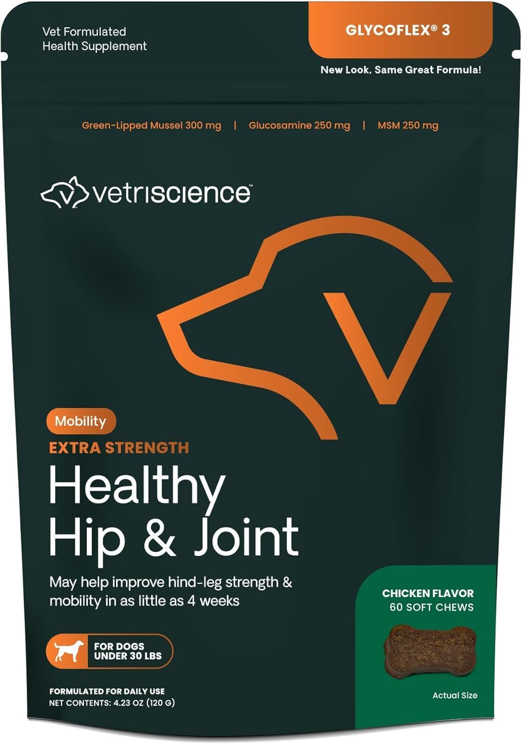 VetriScience Glycoflex 3 Clinically Proven Hip and Joint Support Supplement for Small Dogs