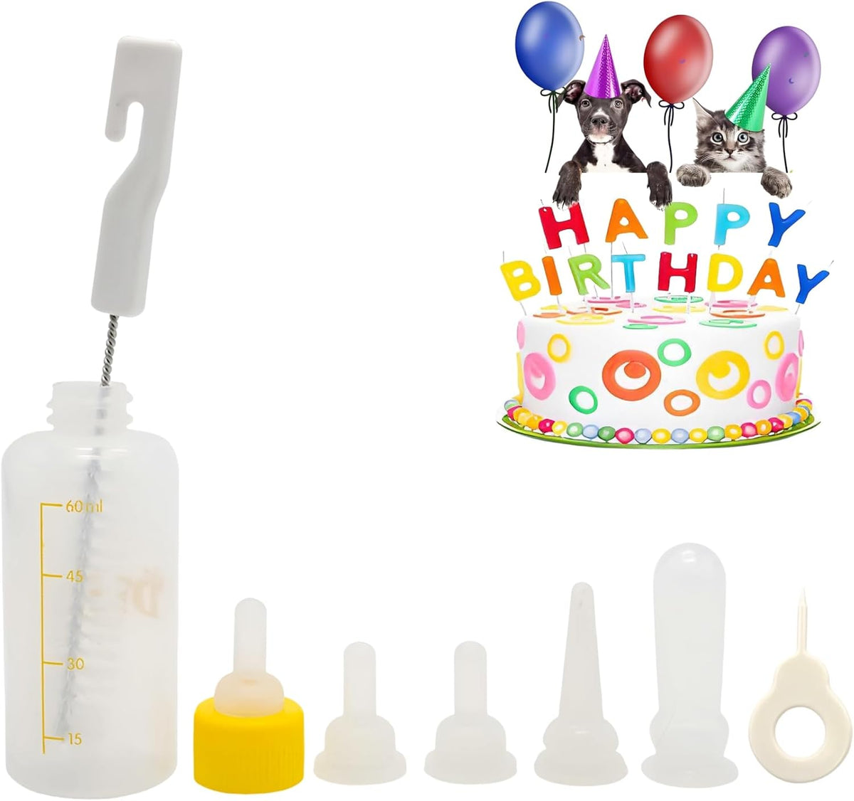 Kitten Bottle Feeding Kit 1ml 3ml 5ml 10ml 60ml - Kitten Puppy Milk Replacement Small Animals