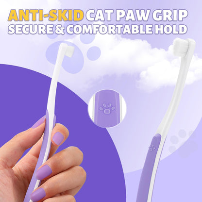 Cat Toothbrush for Kitten Teeth Cleaning – Soft Bristle Cat Dental Brush Set with Compact Head