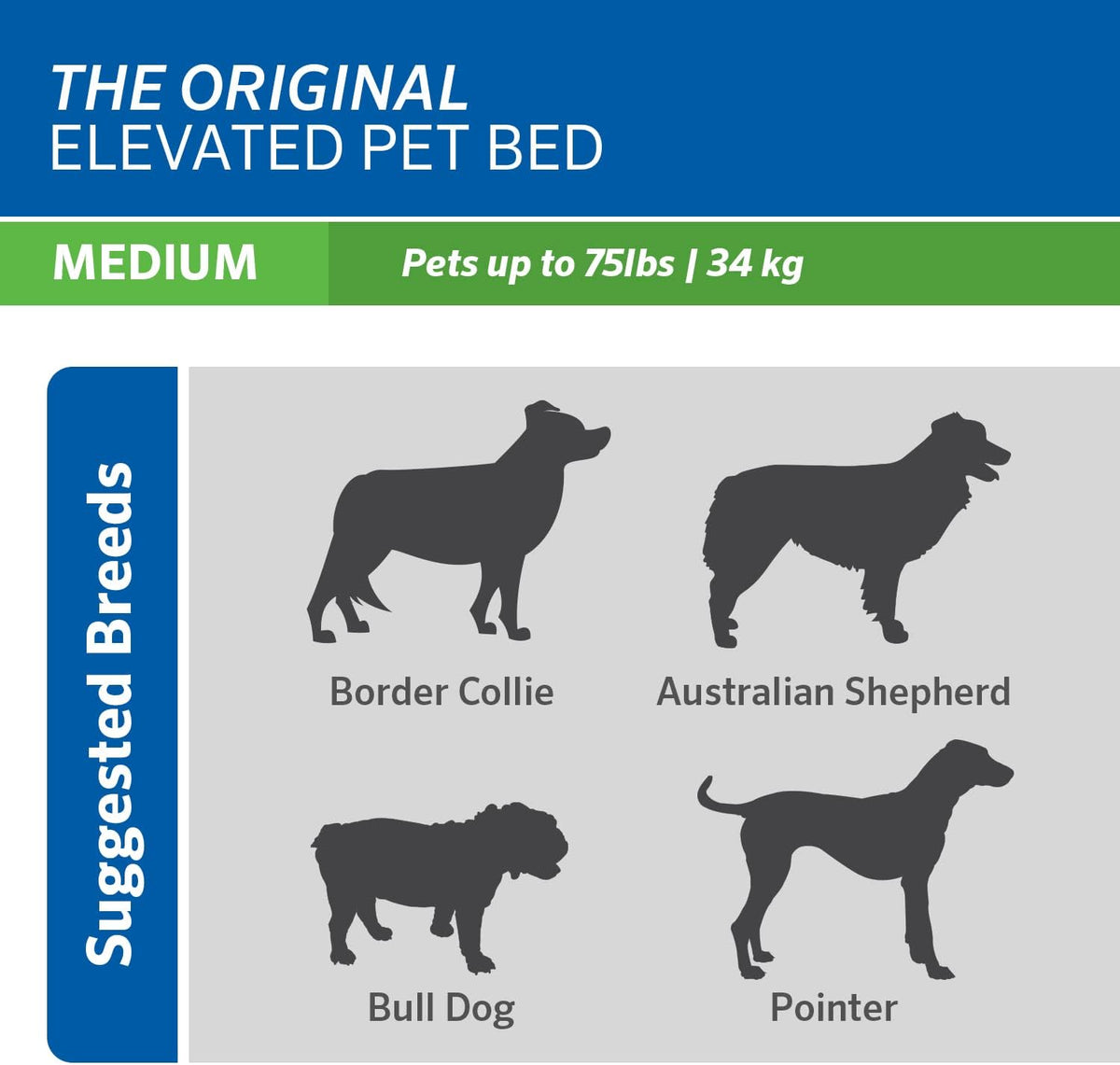 Coolaroo Original Elevated Dog Bed - Breathable Off-The-Ground Pet Bed with Cooling Fabric, Joint