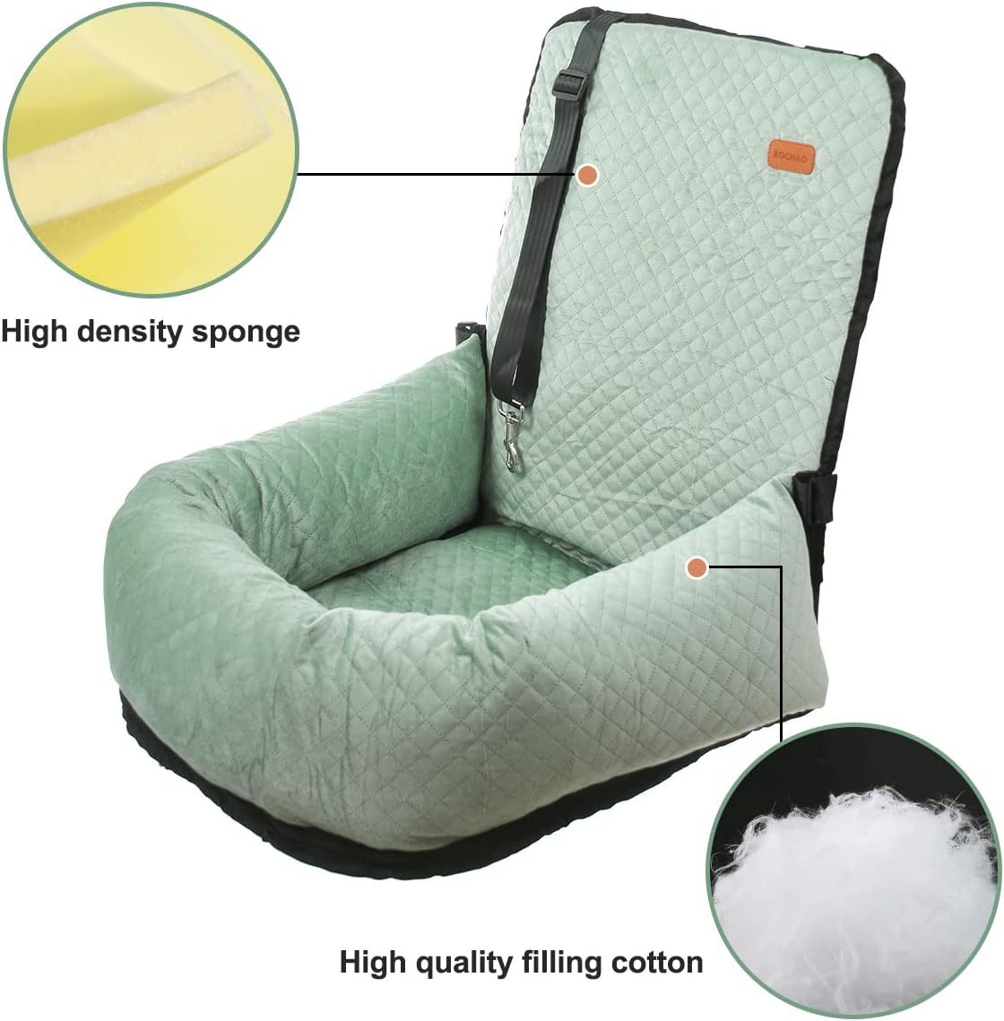 Dog Car Seat for Small Medium Dogs Up to 40lbs, Detachable Washable Soft Pet Booster Travel Bed for