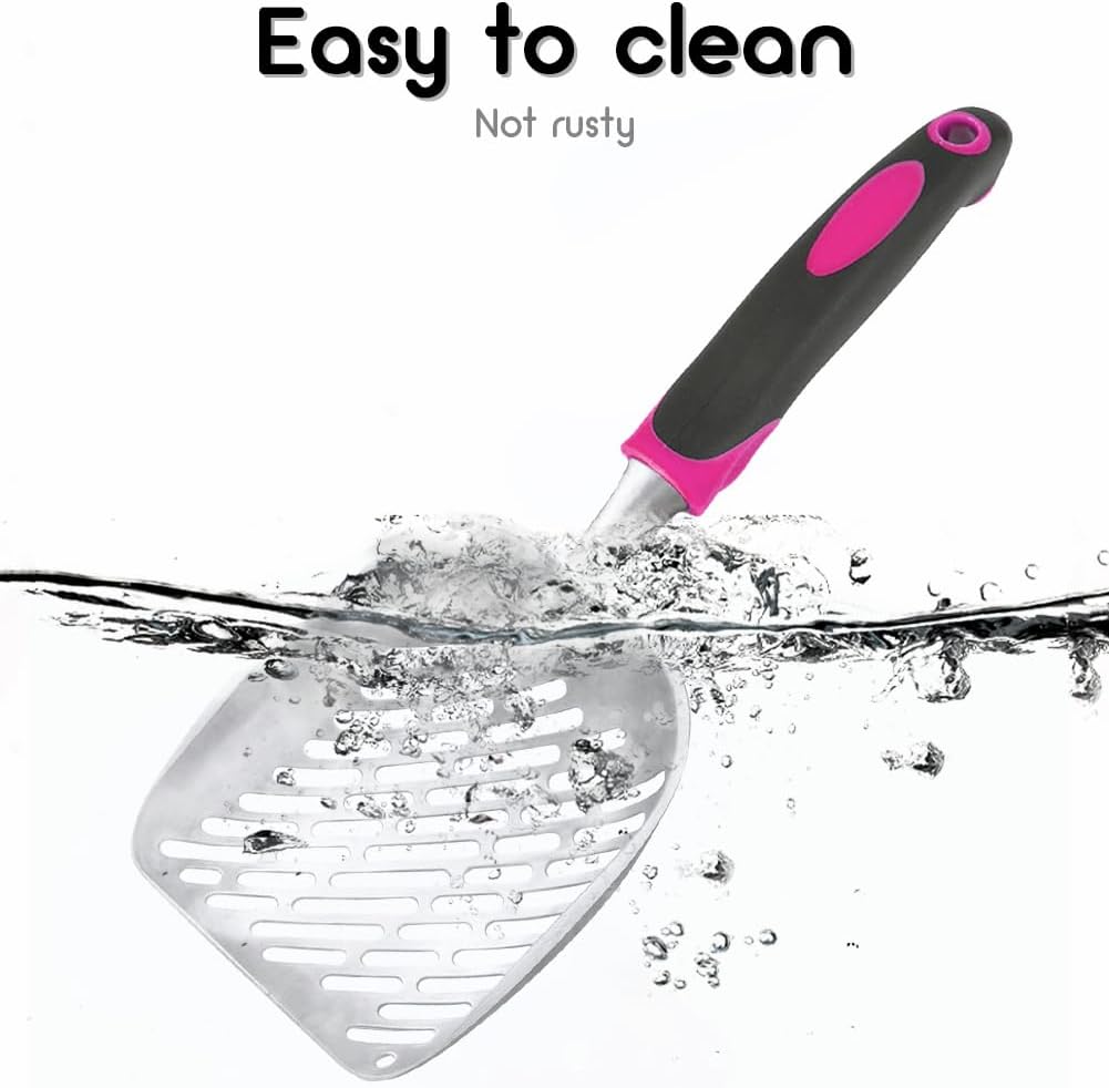 Cat Litter Scoop-Metal Cat Scooper-Long Handle Scoop,Cat Scooper-Poop Sifting-Mesh Shovel-Suitable