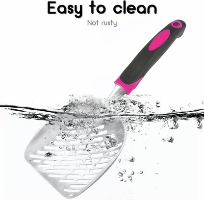 Cat Litter Scoop-Metal Cat Scooper-Long Handle Scoop,Cat Scooper-Poop Sifting-Mesh Shovel-Suitable