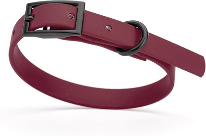 Dogline Biothane Waterproof Dog Collar Strong Coated Nylon Webbing with Black Hardware Odor- Proof