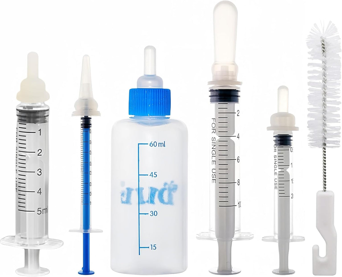 Kitten Bottle Feeding Kit 1ml 3ml 5ml 10ml 60ml - Kitten Puppy Milk Replacement Small Animals
