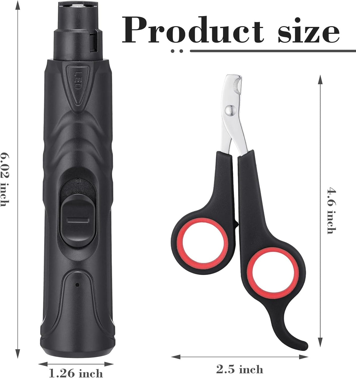 Lasnten 2 Pcs Bird Nail Grinder with Bird Nail Clipper Bird Nail Trimmer Bird Nail File with LED