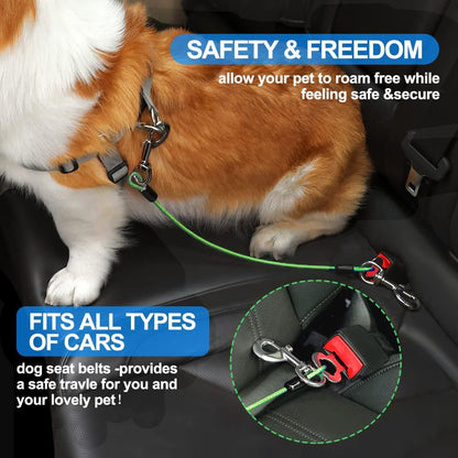 Dog Seat Belt Harness for Car,Dog Seatbelt of Coated Wire Leash Safety Restraint,No Chew Tether