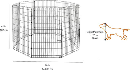 Amazon Basics Foldable Octagonal Metal Exercise Dog Playpen - Indoor/Outdoor, No Door, Large (8