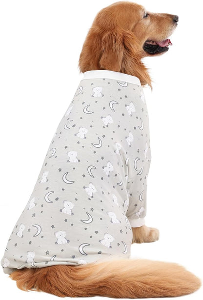 HDE Dog Pajamas One Piece Jammies Jumpsuit Pet Clothes Outfit Stretchy Lightweight Comfy Shirt Pjs