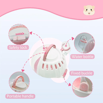 Hamster Carrier Cage Portable Cages Small Animals Carry Travel Case with Water Bottle Plastic