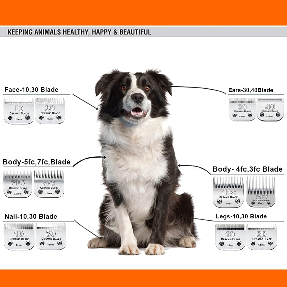 3PCS 40 Blades Dog Grooming Replacement Blades Compatible with Andis Dog Clipper,Ceramic Blade &